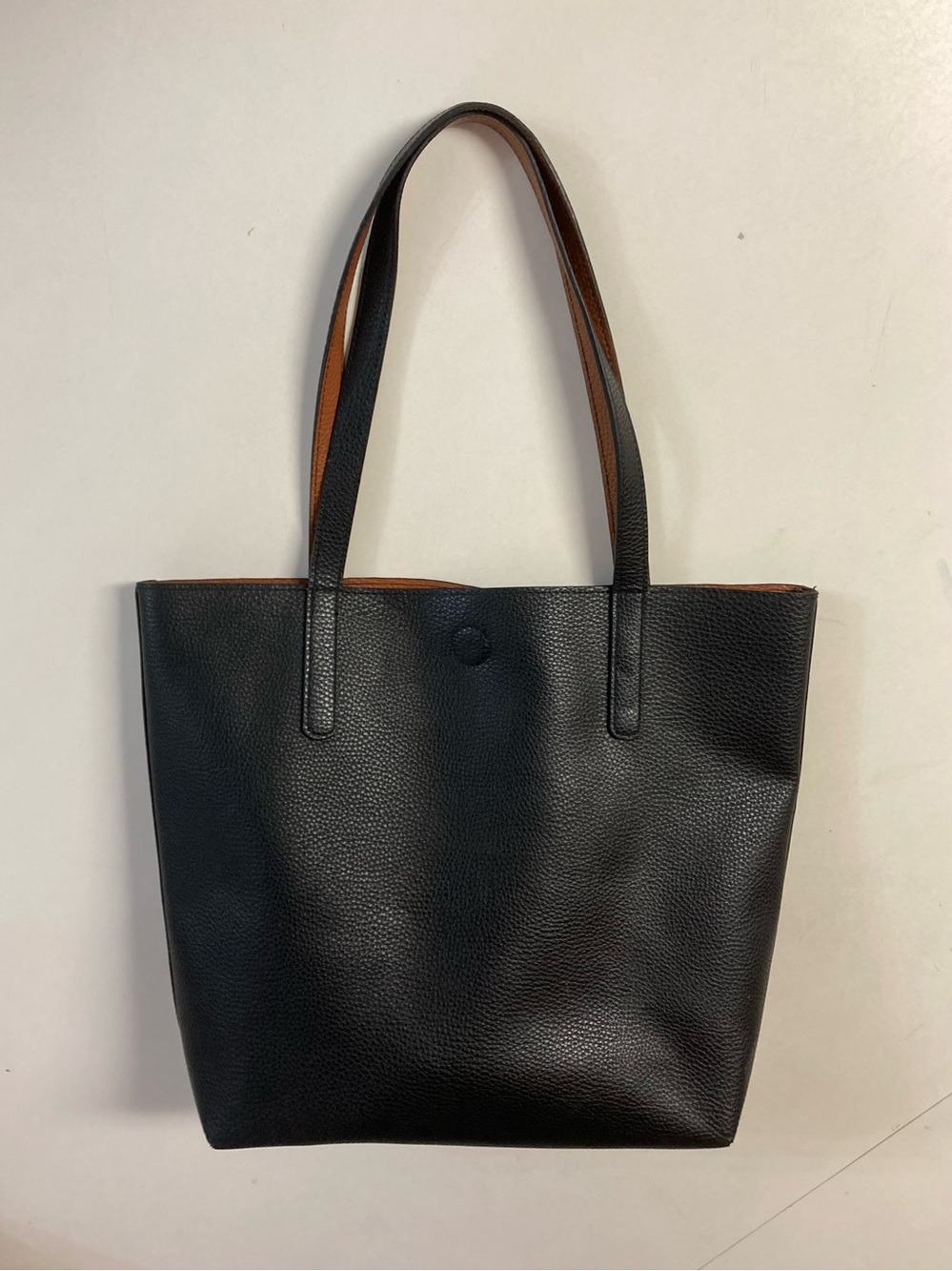 Black Faux Leather Tote